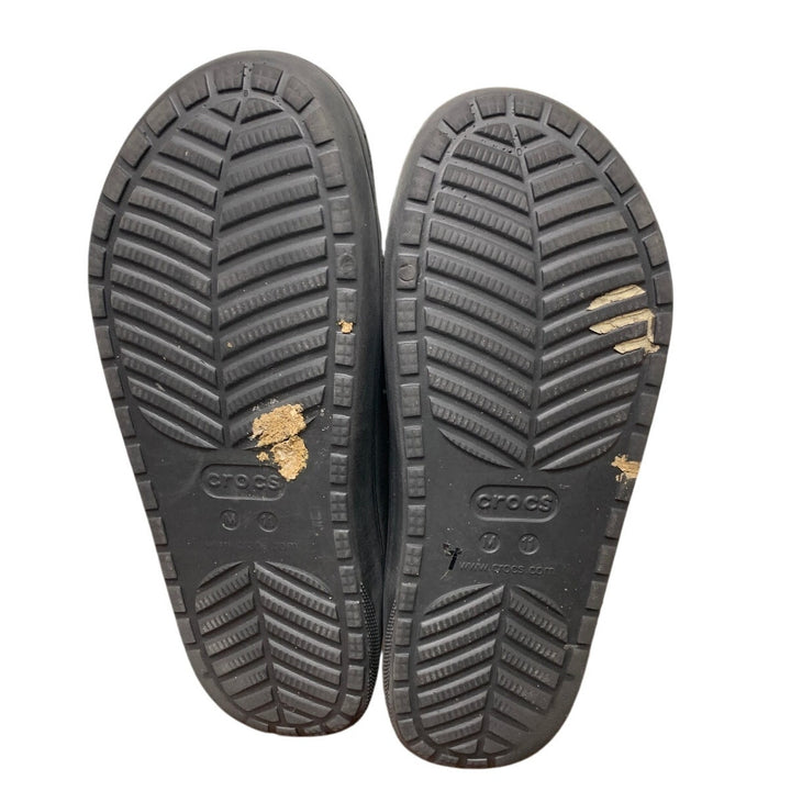 Crocs Mens 11 Womens 13 Black Fuzzy Inside Slide On Classic Cozzzy Sandal Shoes