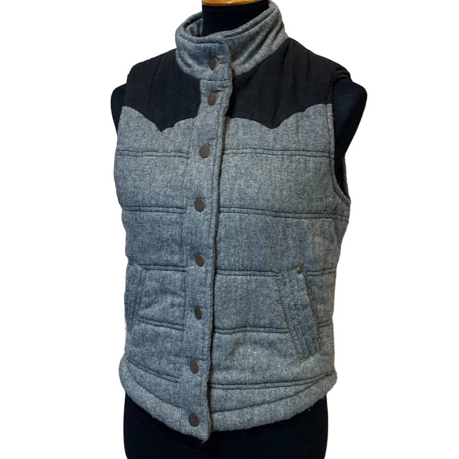 Ci Sono Womens Large Wool Blend Sleeveless Snap Down Quilted Puffer Vest