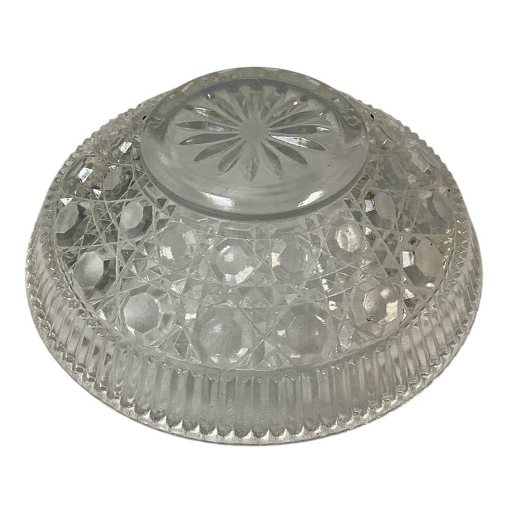 Vintage Cut Glass Bowl Flower Petal Candy Dish w chip Leaves Vines Mug