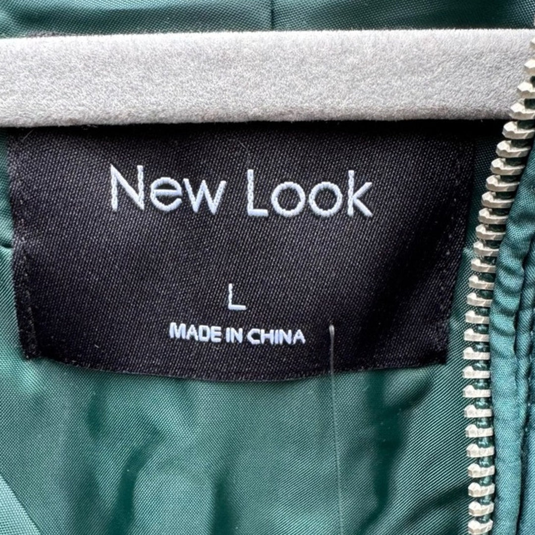 NWT New Look Womens Large Emerald Green Long Sleeve Full Zip Bomber Jacket