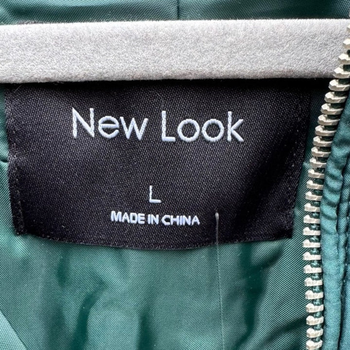 NWT New Look Womens Large Emerald Green Long Sleeve Full Zip Bomber Jacket