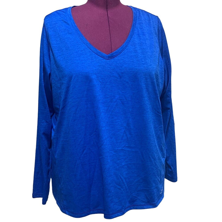 BCG Plus 3X Long Sleeve Hi Low VNeck Athletic Workout Yoga Polyester Top Shirt