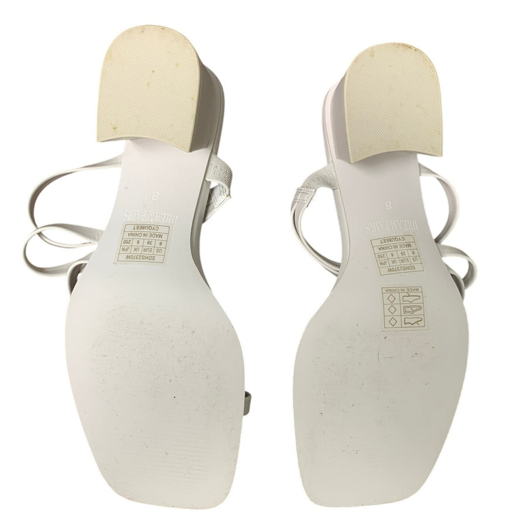 Dream Pairs Womens Size 8 White Strappy 2.5" Block Heel Open Toe Sandal Shoes