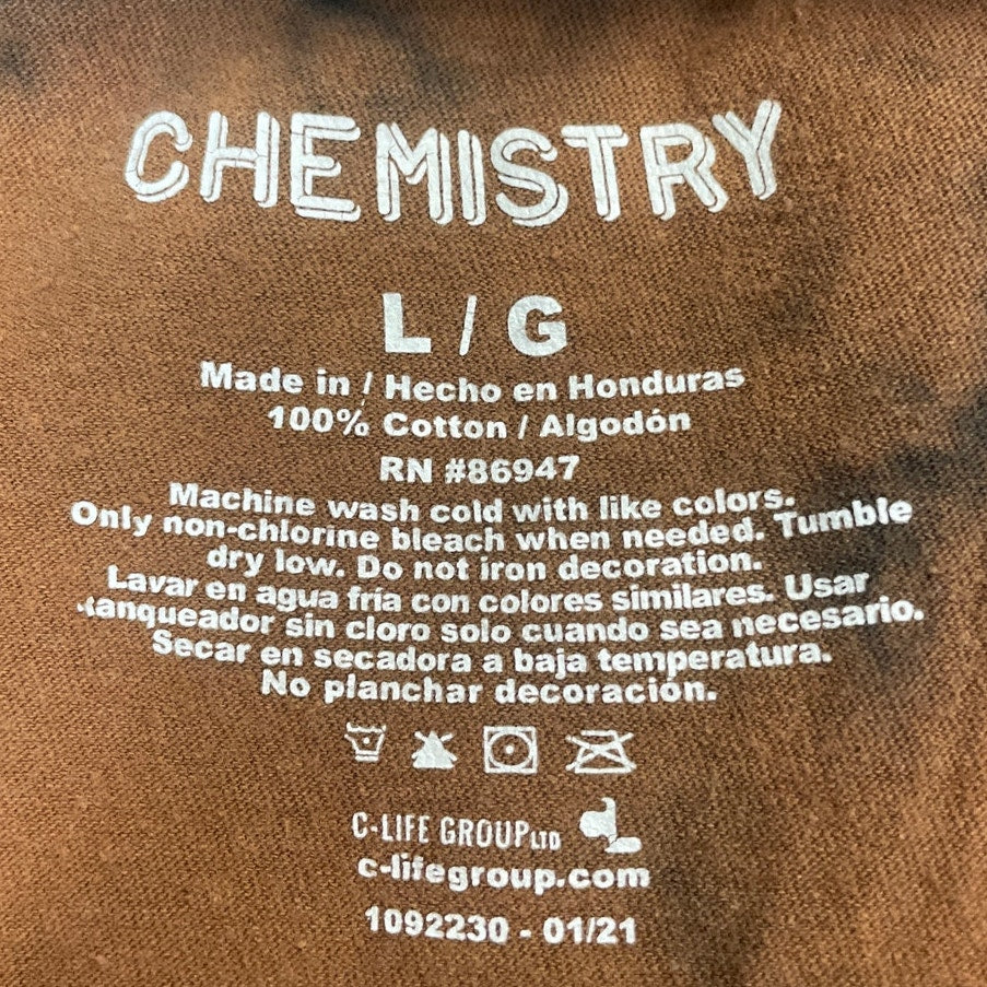 Chemistry Mens Large Positive Energy Skull Bleach Dyed Short Sleeve Tee Shirt