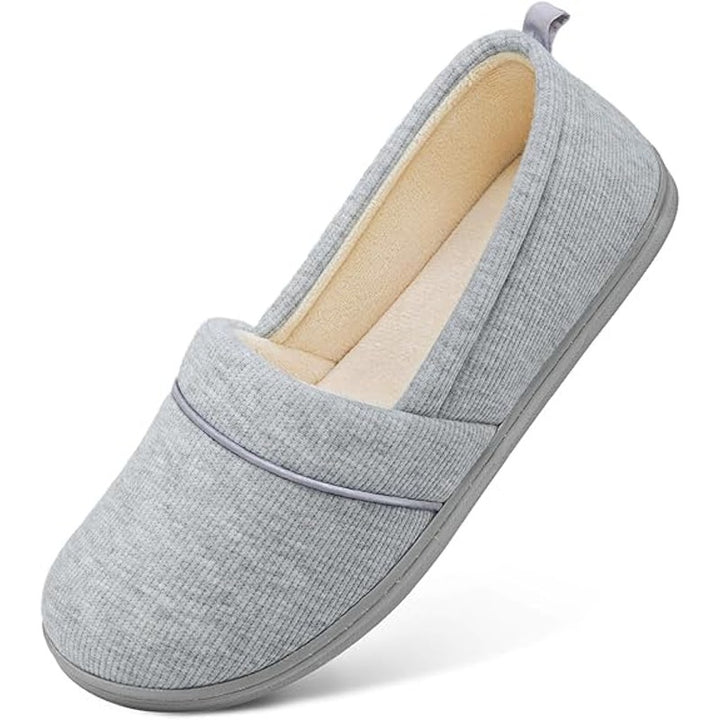 HomeTop Womens Size 8 Gray Comfy Loafer Lightweight Memory Foam House Slippers