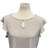 Worthington Womens Medium Keyhole Front Ruffled Short Sleeve Career Blouse Top