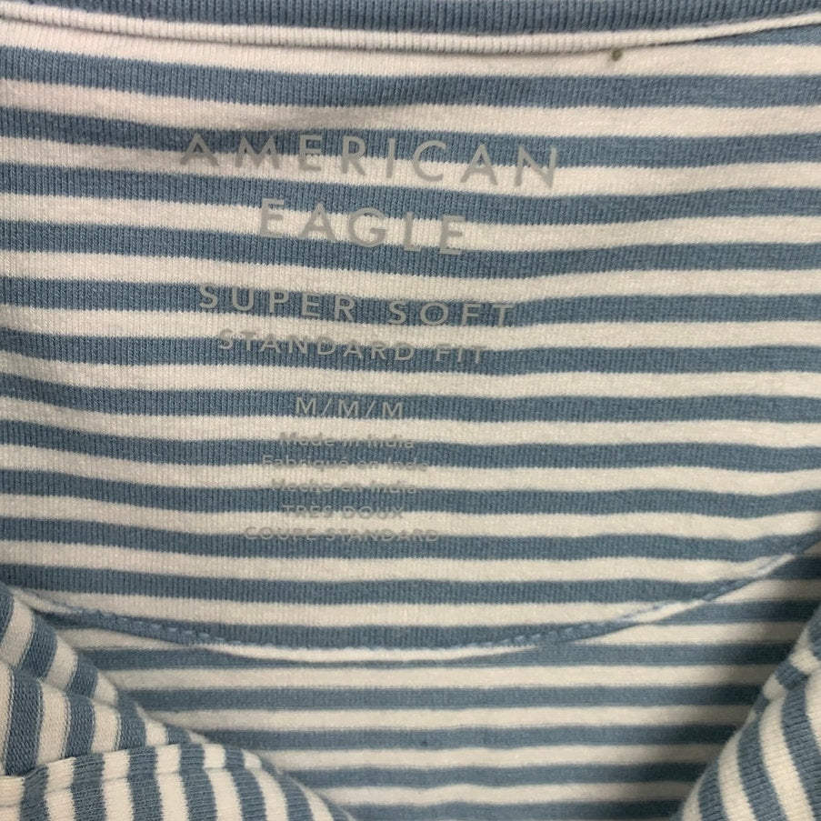 2 New American Eagle Mens Medium Short Sleeve Striped Textured Collared Polos