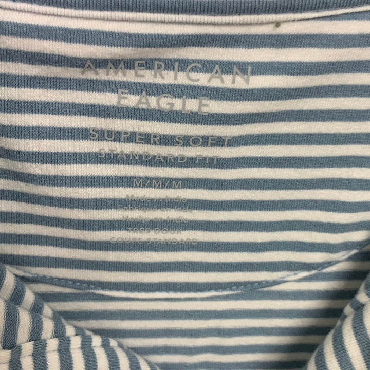 2 New American Eagle Mens Medium Short Sleeve Striped Textured Collared Polos