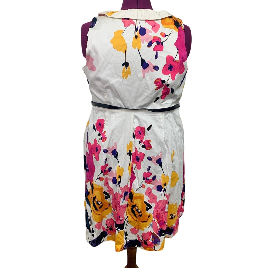 Lane Bryant Womens Plus Size 18 Sleeveless Deep V Floral Side Zip Dress W Belt