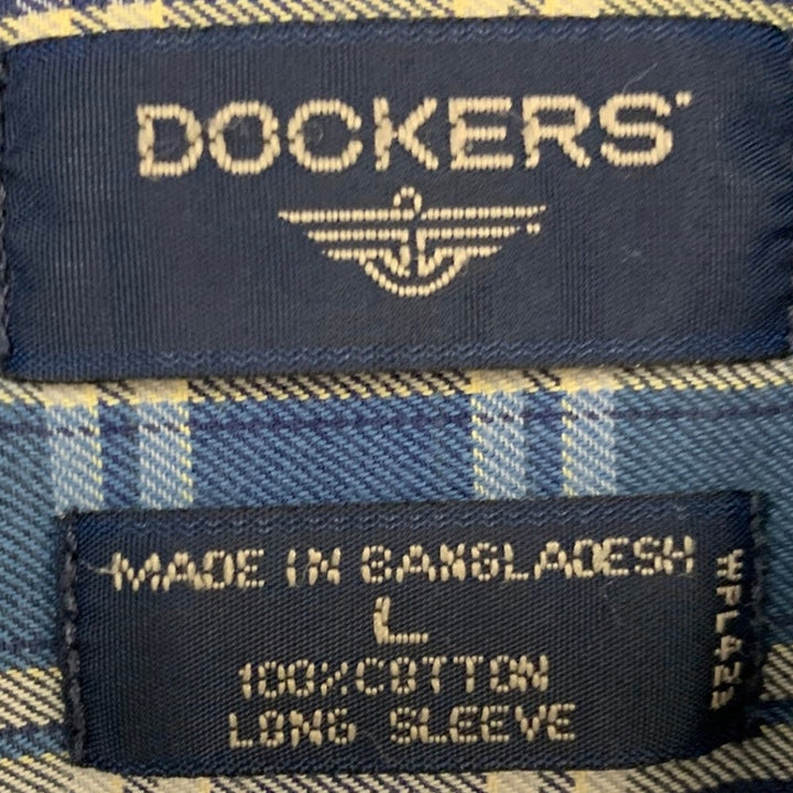 Lot of 2 Dockers Mens Large Blue Plaid Long Sleeve Collared Button Up Shirts