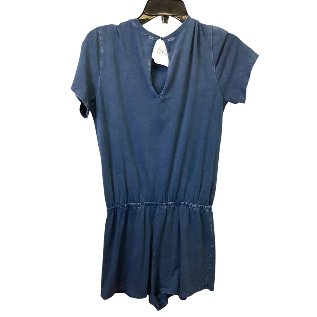Hand Printed Upcycled Small Dragonfly Short Sleeve Factory Distressed  Romper