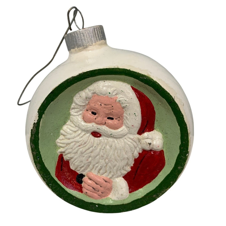 Vintage 1976 Hand-Painted Ceramic Santa Claus Christmas Ornament