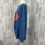 Hand Printed Upcycled Plus Size 24W Watercolor Peony Flower Long Sleeve Blouse