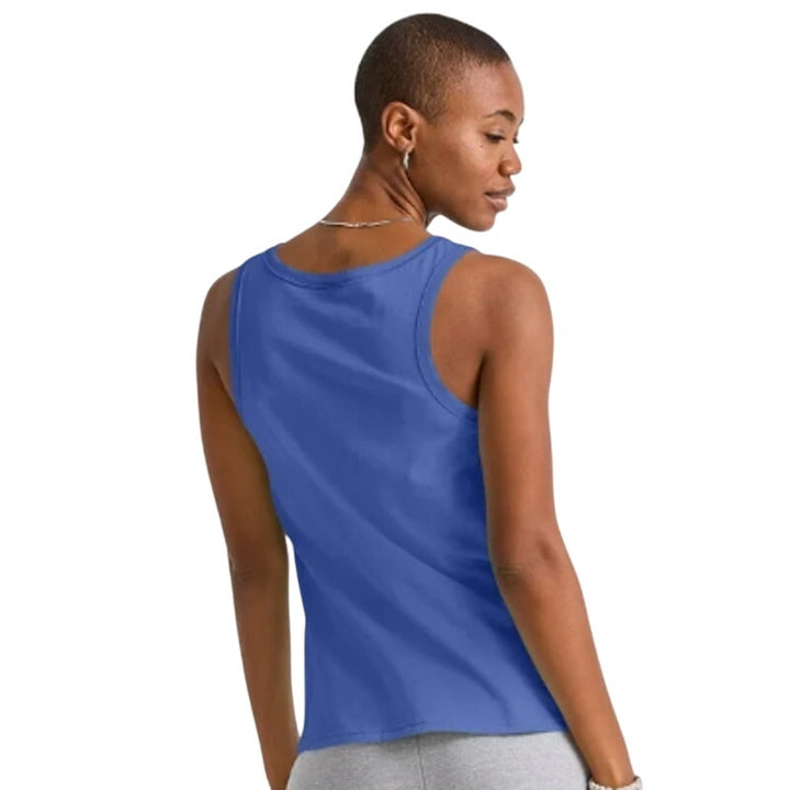 New Hanes Womens Medium Essentials Deep Forte Blue 100% USA Cotton Tank Top