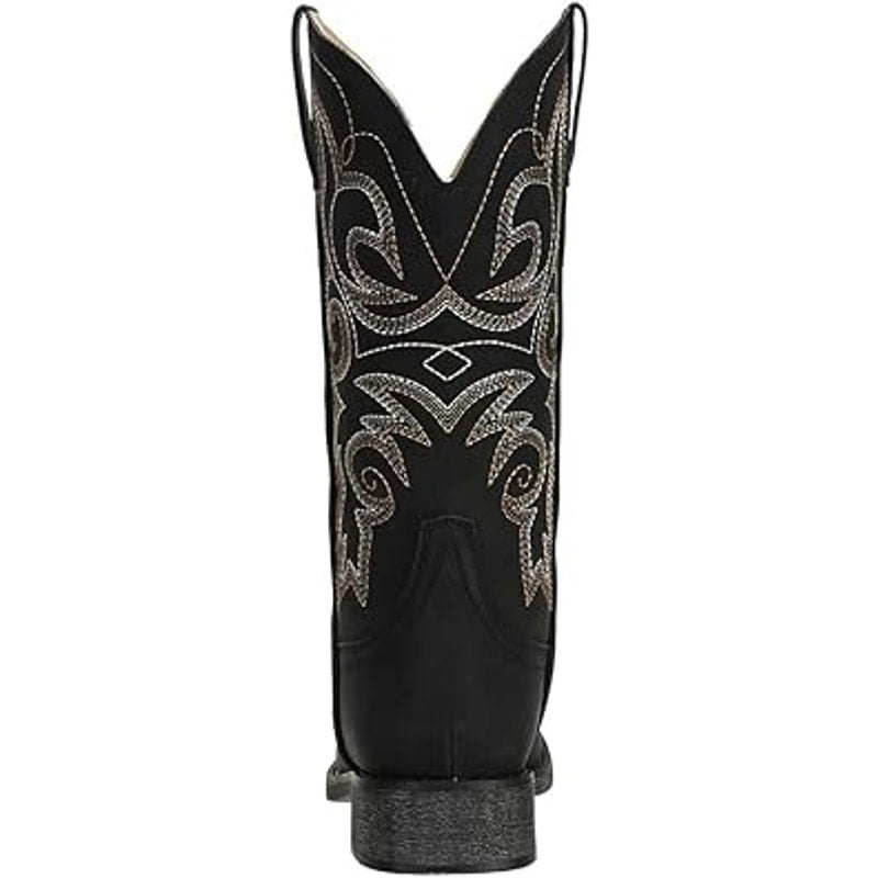 SheSole Womens Size 11 Black Faux Leather 1.5" Heel Western Cowboy Boot Shoes