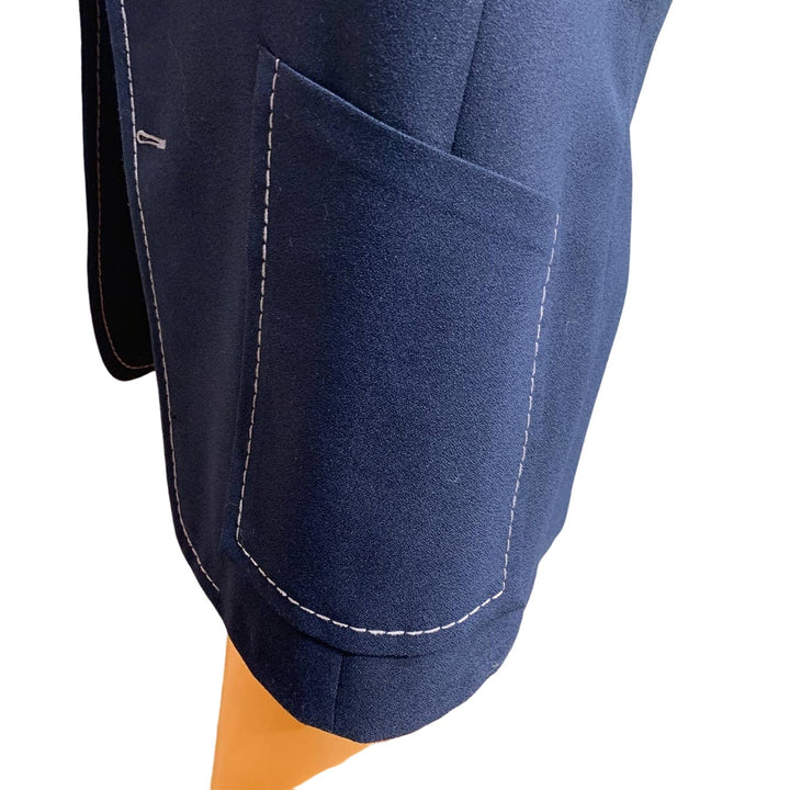 Rough Cut Custom Made Ratner Clothes Mens Navy Blue Jacket No Buttons or Sleeves