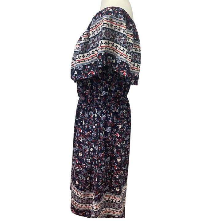Style &amp; Co Large Polyester Blend Cottage Ruffled Scoop Neck Fit &amp; Flare Dress