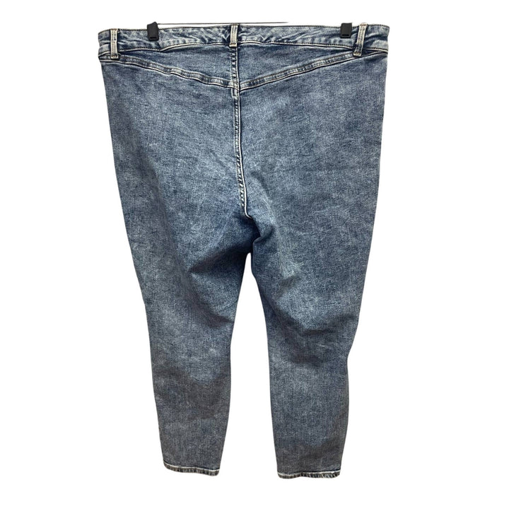 True Craft Womens 18W Vintage Style Mid-Rise Skinny Ankle Stonewash Denim Jeans