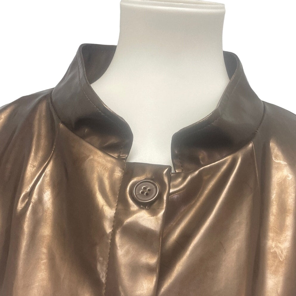 Bagatelle Womens XL Polyurethane Long Sleeve Waterproof Metallic Copper Raincoat