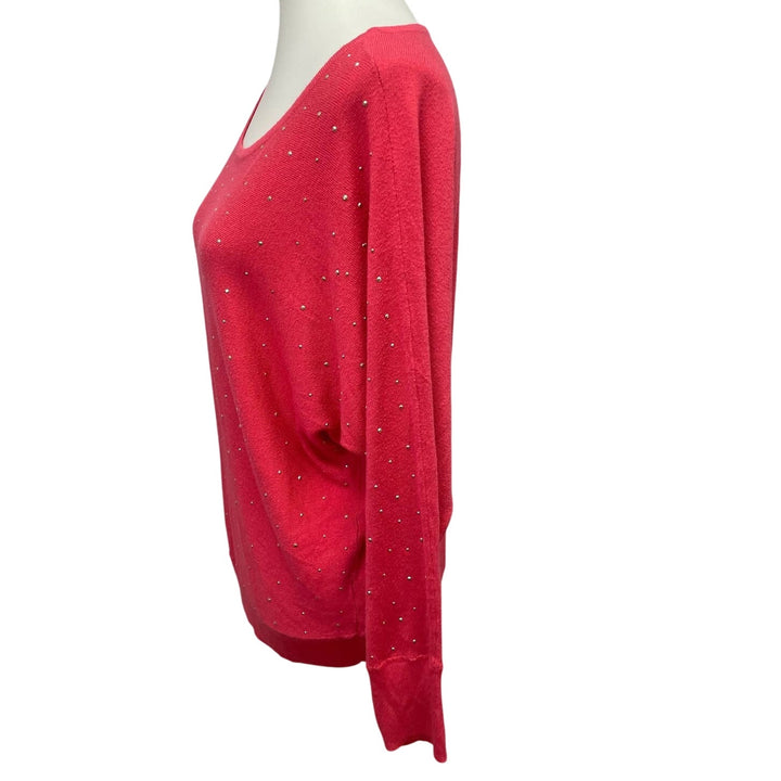 New York &amp; Company Womens XL Long Sleeve Scoop Neck Gold Studded Sweater