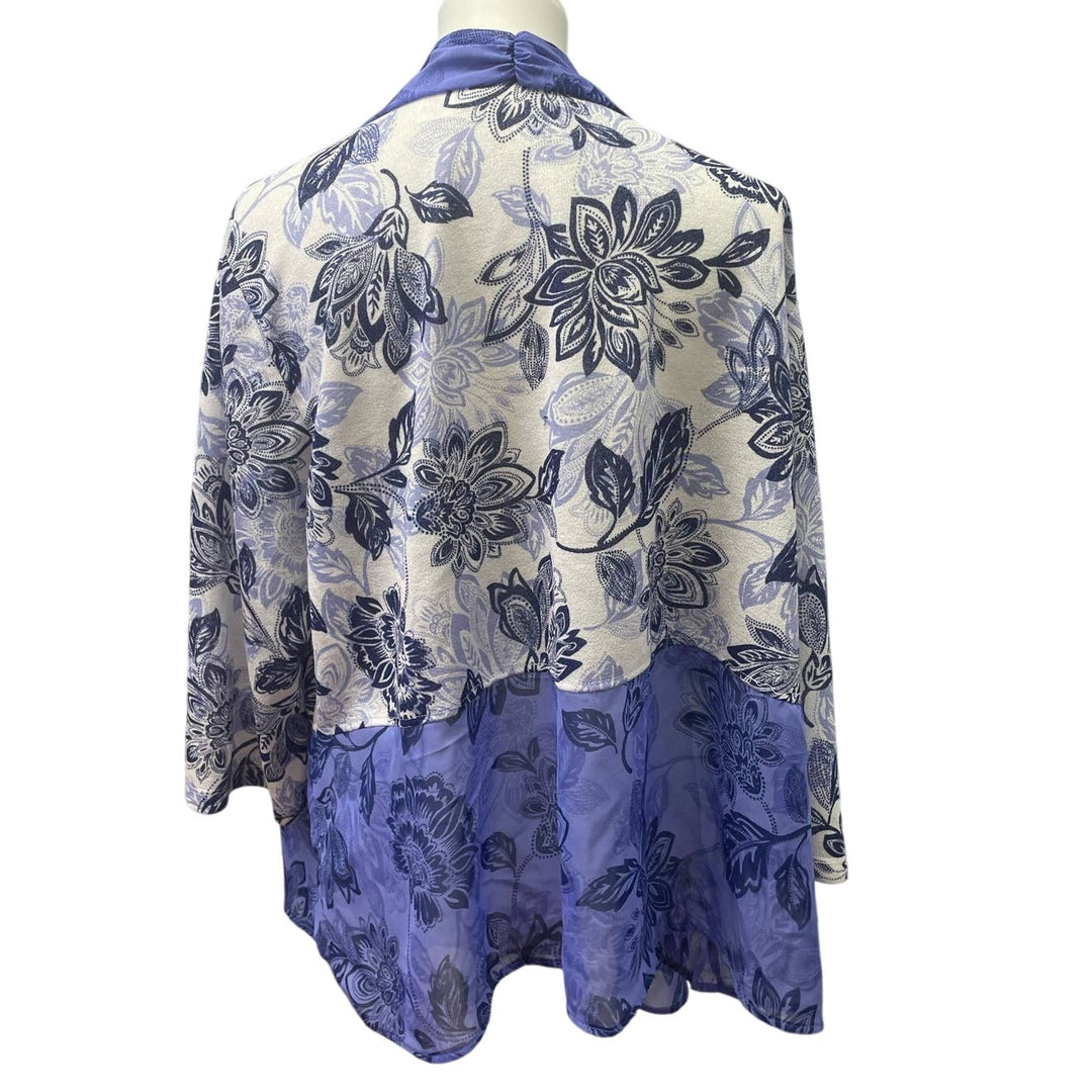 Alfred Dunner Womens 3X Long Sleeve Sheer Open Front Floral Cardigan Coverup