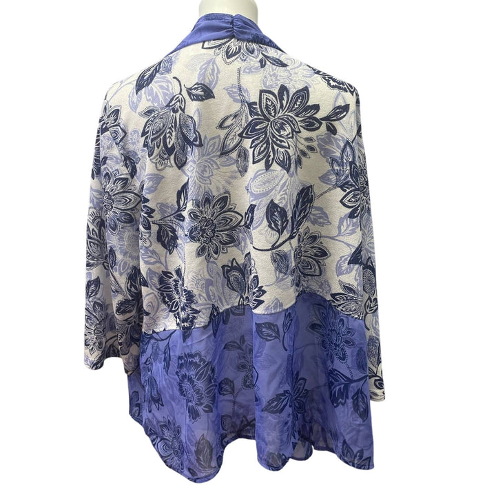 Alfred Dunner Womens 3X Long Sleeve Sheer Open Front Floral Cardigan Coverup