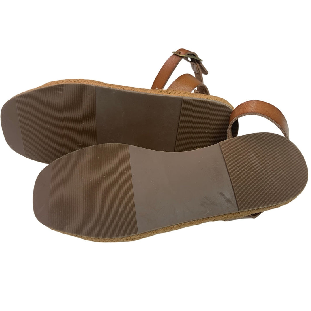 New American Eagle Womens US Size 8 Espadrille Ankle Wrap Faux Leather Sandals