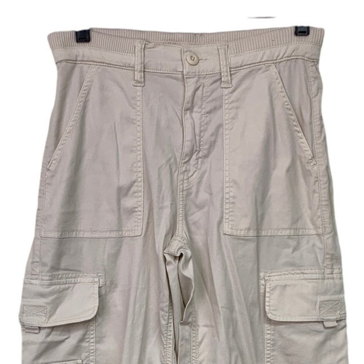 New American Eagle Womens Size 2 Khaki Ribbed Waist Lightweight Cargo Pants