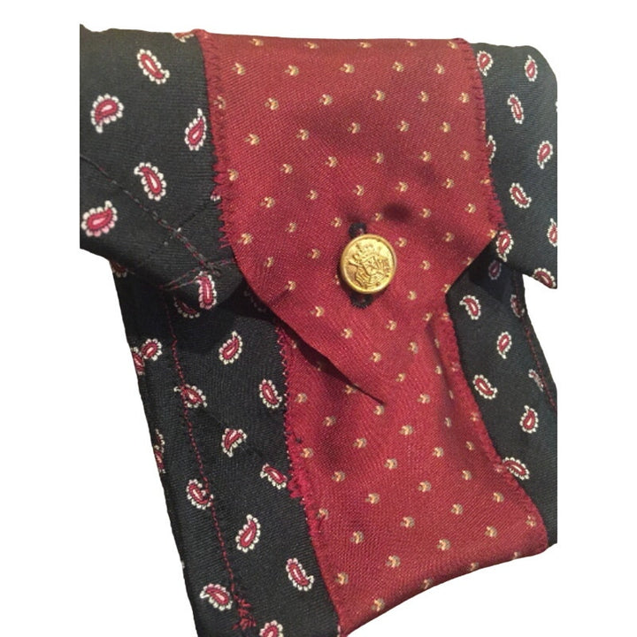 Handmade Upcycled Vintage Necktie Paisley Dot Eyeglass Case Pouch