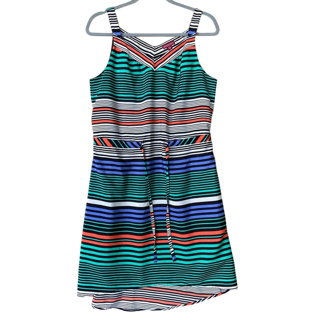 New Merona Womens Medium Striped Drawstring Waist Sleeveless Lined Dress