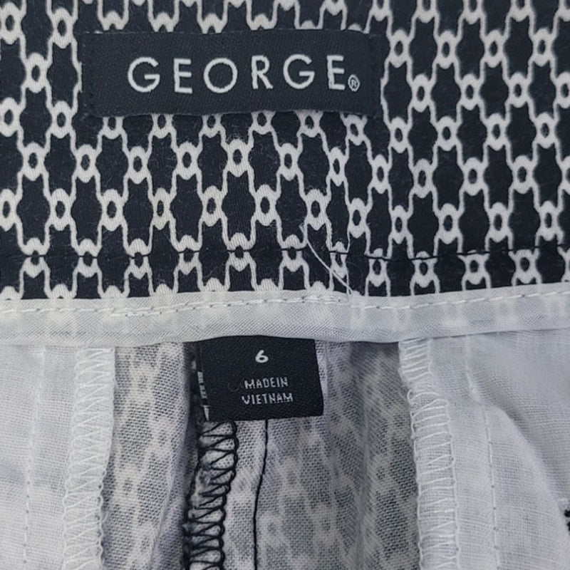 George Womens 6 Moroccan Pattern Hook and Eye Close Pants w Faux Pockets