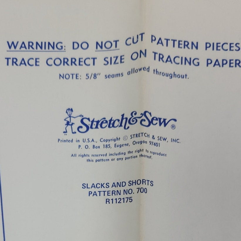 Vintage 1974 Stretch &amp; Sew 700 Slacks and Shorts Knit Fabric Uncut Pattern