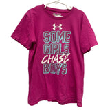 2 Glitter Girl Medium 10-12 Under Armour HeatGear Short Sleeve Cotton Blend Tops