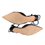 Aachcol Womens Size 10 Black Silver Closed Toe Rhinestone Bow Kitten Heels