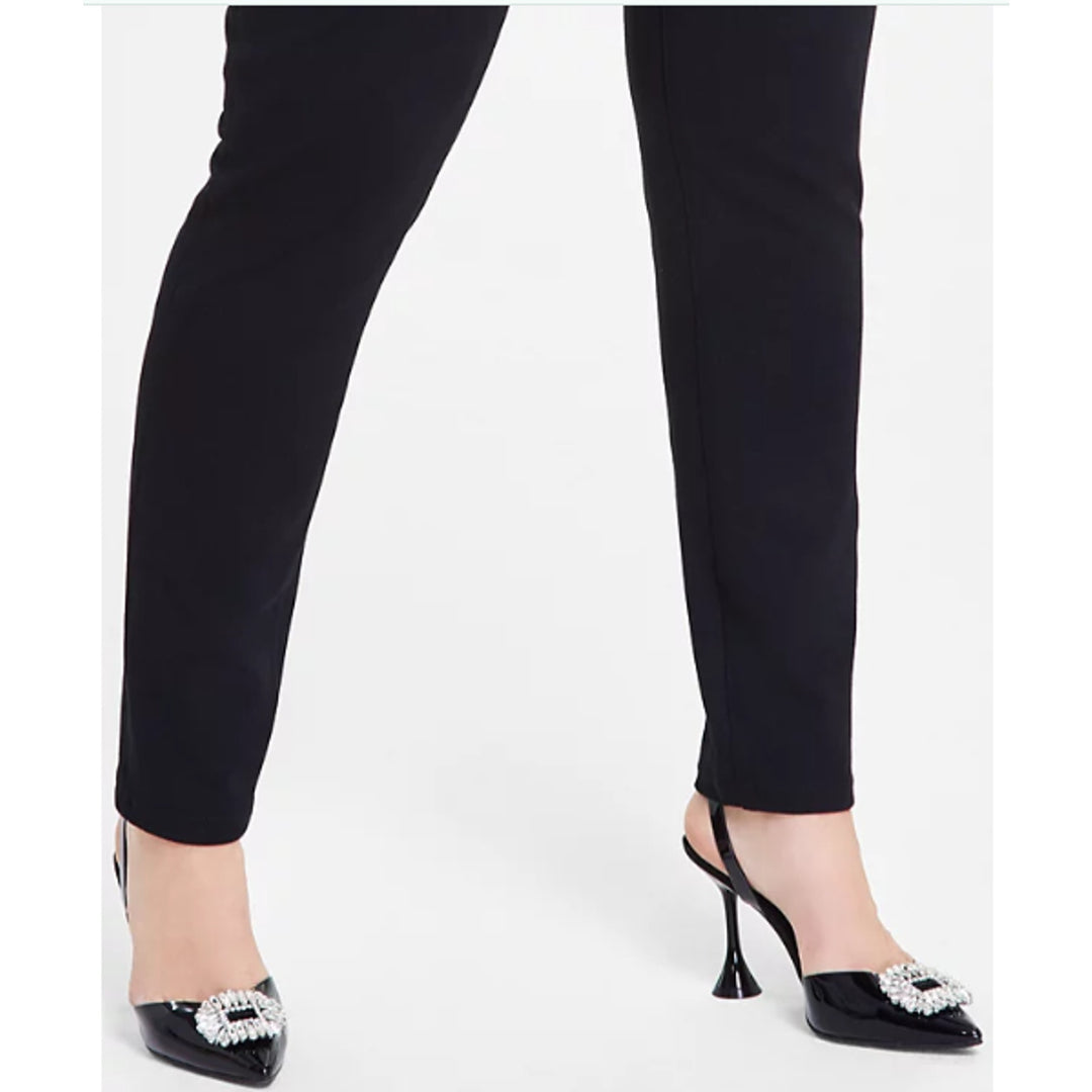New INC Womens Plus Size 24W Skinny Leg Front Zip Mid Rise Black Ponte Pants