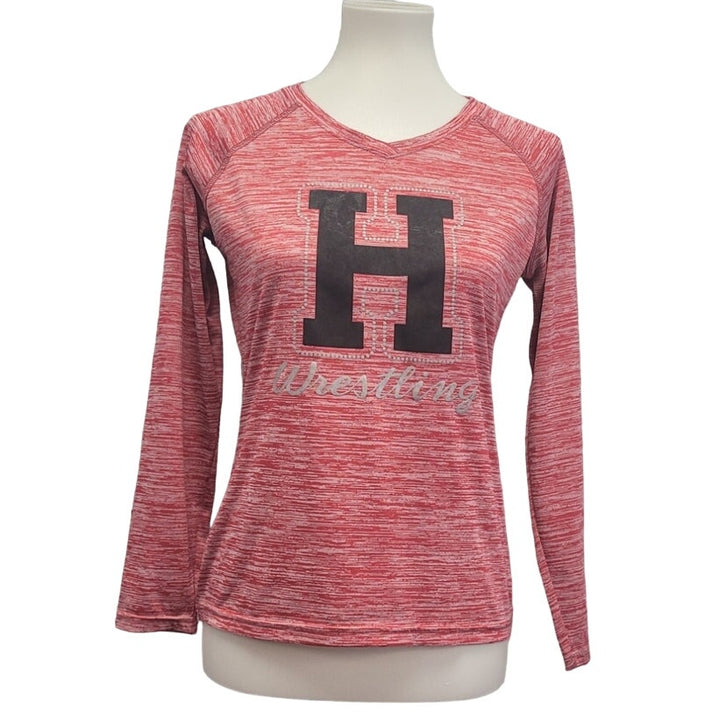 BAW Womens Small H Wrestling Dry Tek Long Sleeve Heathered Athletic Shirt
