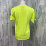 Hand Printed Upcycled Kids XXL Dragonfly Neon Yellow Short Sleeve Tee Shirt