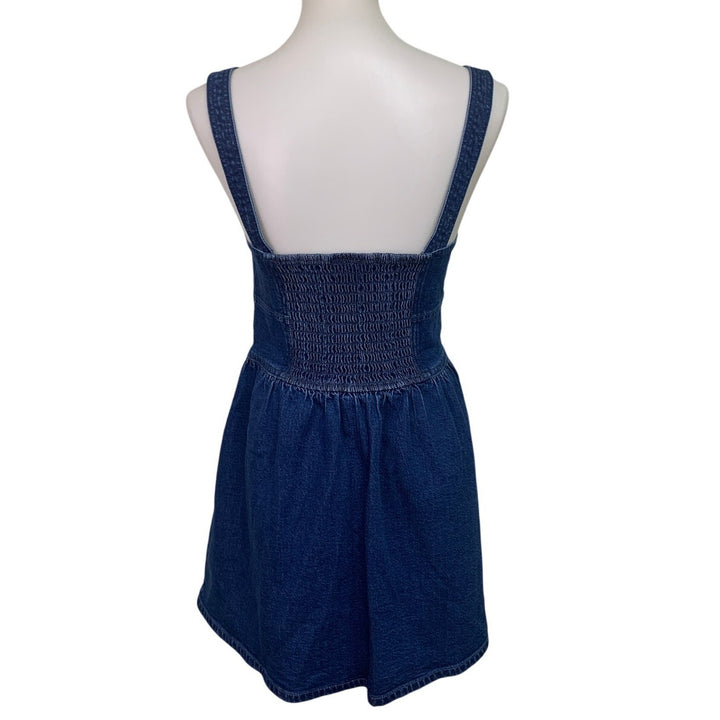 New American Eagle Womens Medium Smocked Back Sweetheart Denim Mini Dress