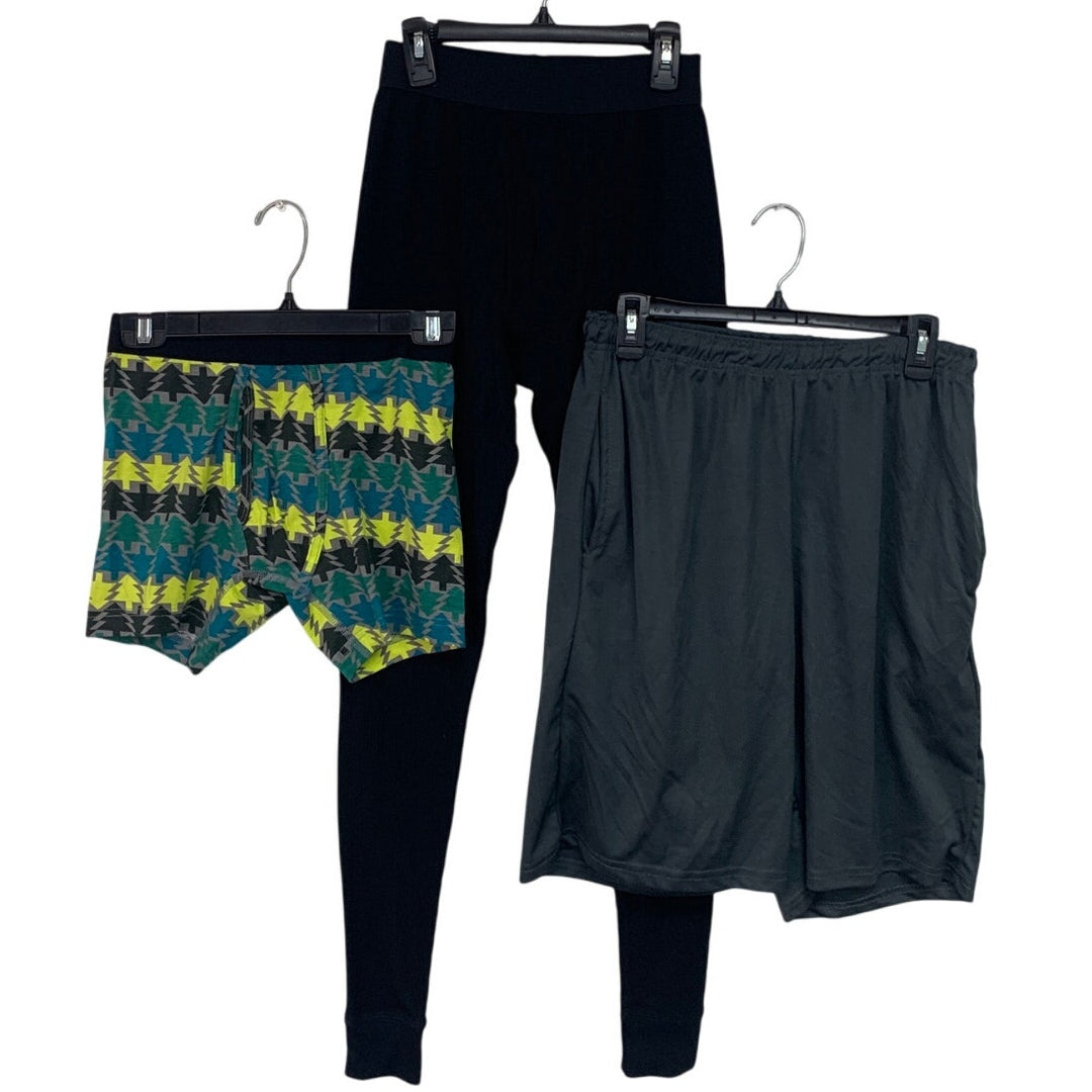 Lot of 3 Mens Small Waffled Long Underwear Boxer Briefs Drawstring Waist Shorts