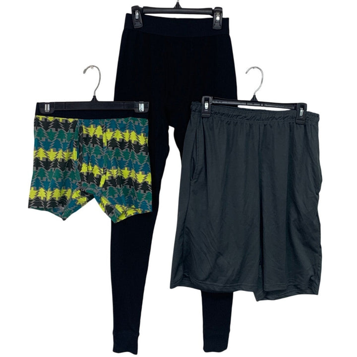 Lot of 3 Mens Small Waffled Long Underwear Boxer Briefs Drawstring Waist Shorts