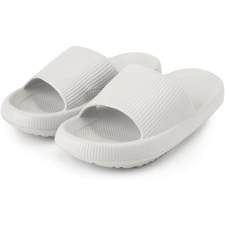 New Womens Size 8 Gray Arch Support Slide On Wide Strap Sandals Flip Flops Shoes
