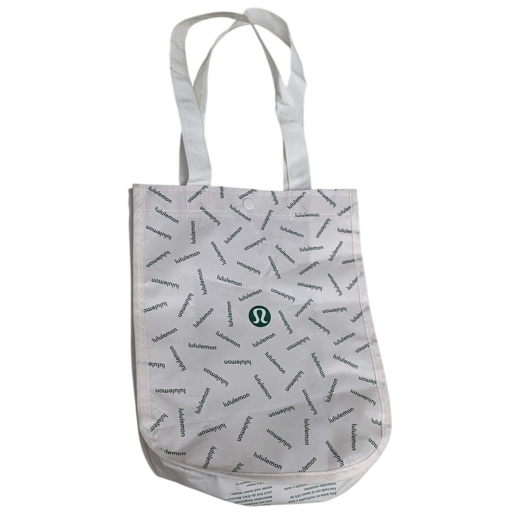 Lululemon Logo Snap Closure Double Handle Plastic Small Reuseable Tote Bag