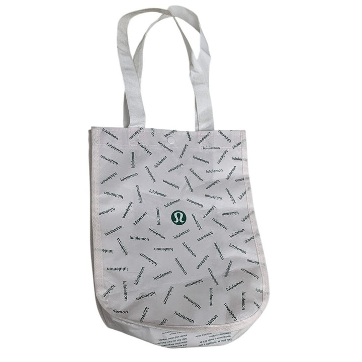 Lululemon Logo Snap Closure Double Handle Plastic Small Reuseable Tote Bag