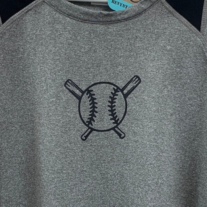 New Hand Printed Youth Boys Medium Baseball Bat Short Sleeve Athletic Tee Shirt