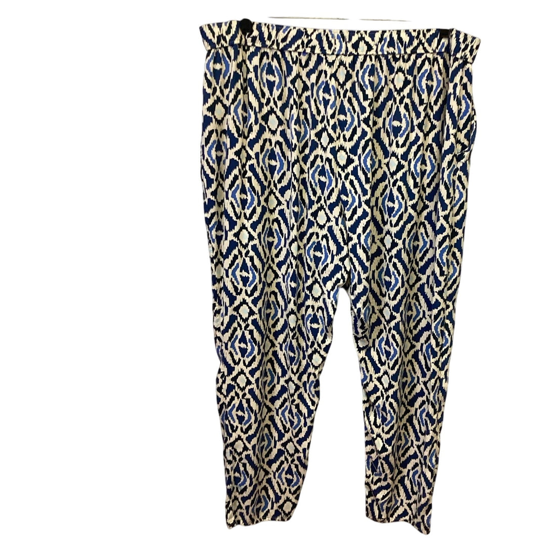F&amp;F Womens Size 18 Drawstring Elastic Waist Geometric Flowy Tapered Leg Pants