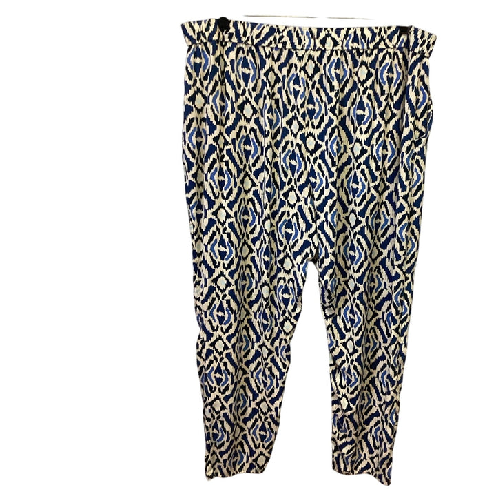 F&amp;F Womens Size 18 Drawstring Elastic Waist Geometric Flowy Tapered Leg Pants