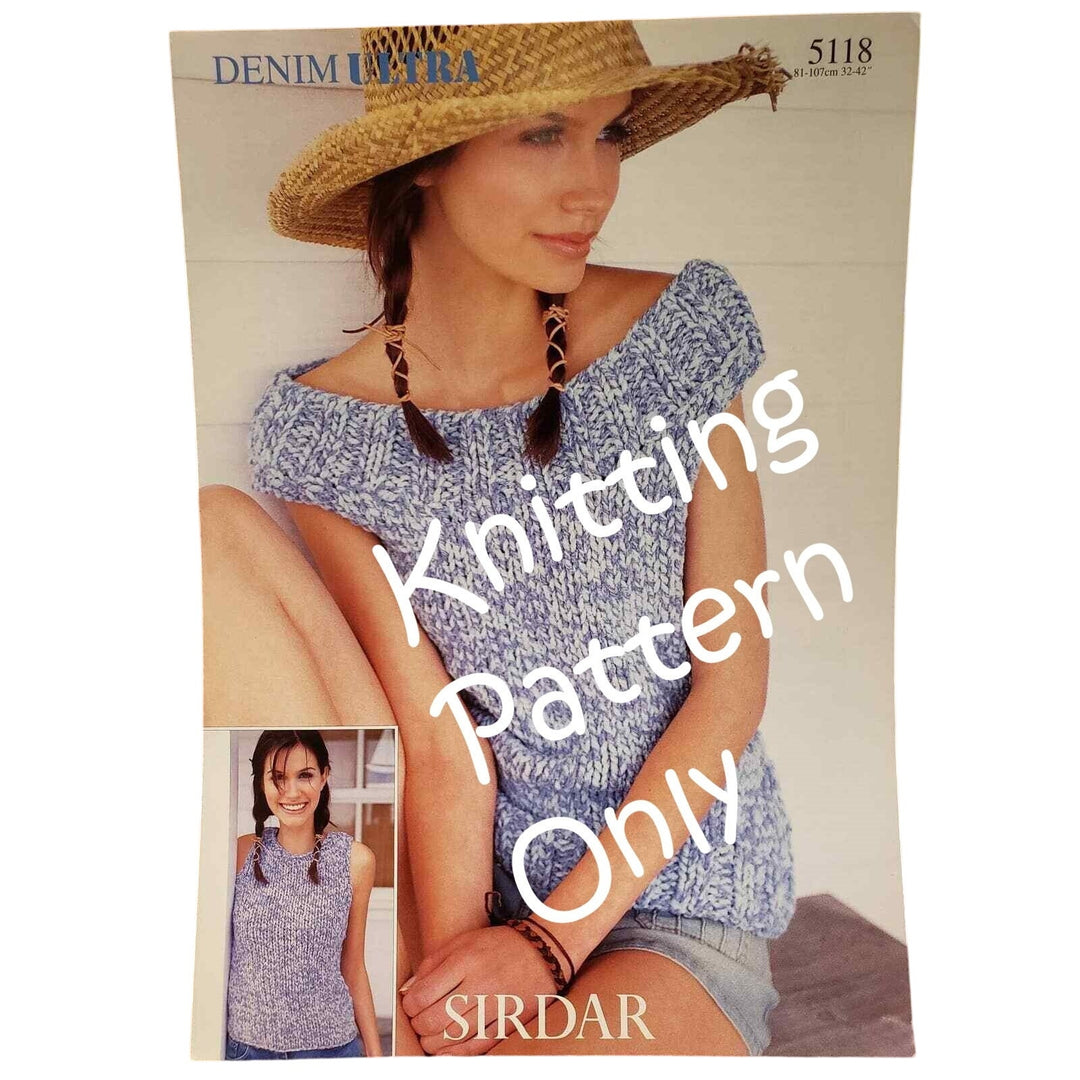 New Sirdar 5118 Denim Ultra Off Shoulder Tank Top Sweater Knitting Pattern