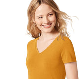 2 Pack Amazon Essentials Womens XS Yellow Short Sleeve V Neck Tee Shirts