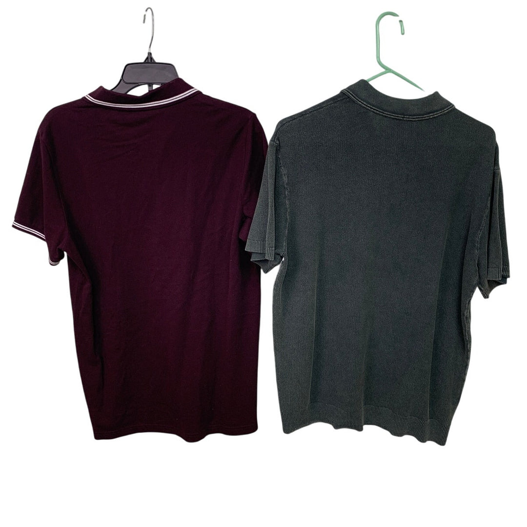 2 New American Eagle Mens Medium Slim Fit Collared Short Sleeve Polo Shirts