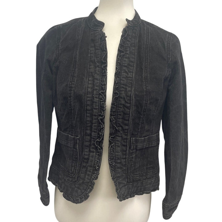 Christopher &amp; Banks Womens Petite Small Stretch Cotton Glittery Jean Jacket